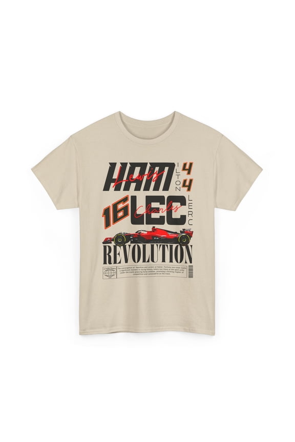 Hamilton Leclerc T-Shirt | Inspired Formula Racing Motorsports Fan Tee (Sand, XL)