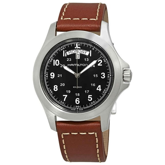 Hamilton Men's 40mm Brown Leather Band Steel Case Sapphire Crystal Quartz Black Dial Watch H64451533