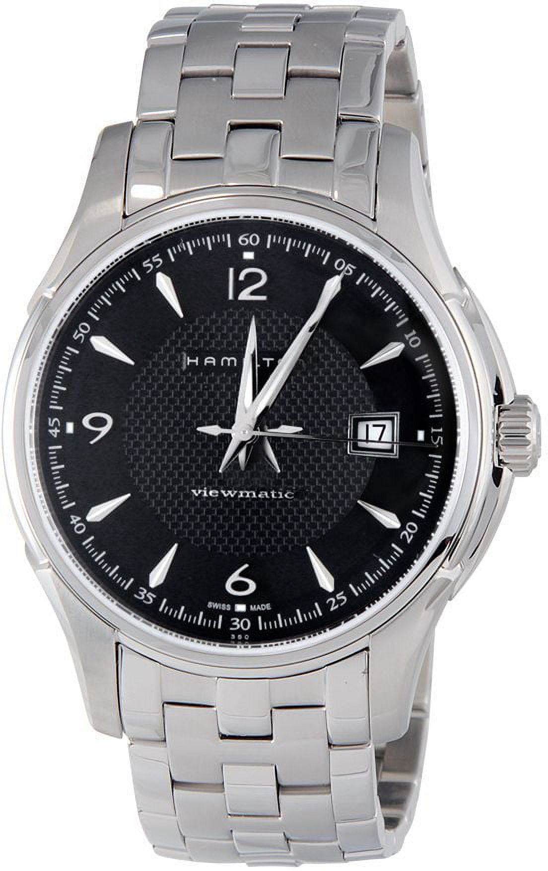 時計 Hamilton Jazzmaster Viewmatic H32515135 Hamilton Men's H32515135 Jazzmaster Viewmatic Black Guilloche Dial