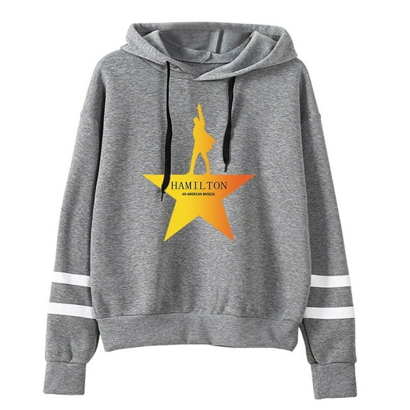 Hamilton Merch American Musical Hoodie Unisex Pocketless Double-bar Sleeve Sweatshirt Fashionable Pullover