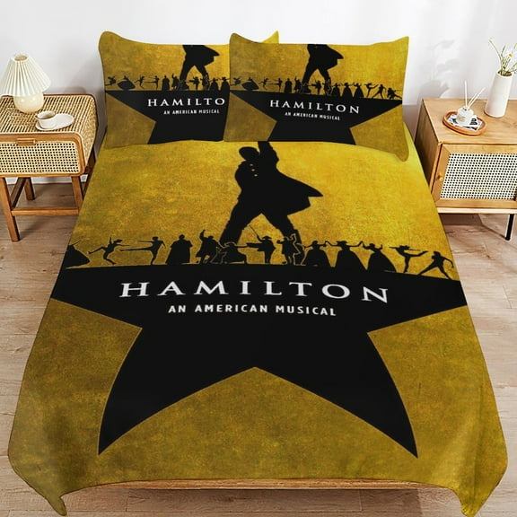 Hamilton The Musical Bed Duvet Cover Microfiber Bedding Sets 3D Printed Lightweight 3 Piece Comforter Sets, 1 Duvet Cover And 2 Pillow Shams for Kids Boys Girls 86"x70"