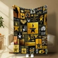 thumbnail image 1 of Hamilton Musical Fan Soft Flannel Blanket, Classic Quotes & Silhouettes Design, Perfect for Bedroom Decor & Air Conditioning Rooms, 1 of 5