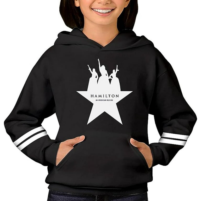 Hamilton Sisters Youth Teenager Hoodie Pullover Sweater Printed Pocket Boys Girls Cotton Sweatshirts Black