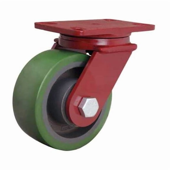 Hamilton Plate Caster,Swivel,Poly,6 in.,1600 lb.,Grn S-FM-6DB