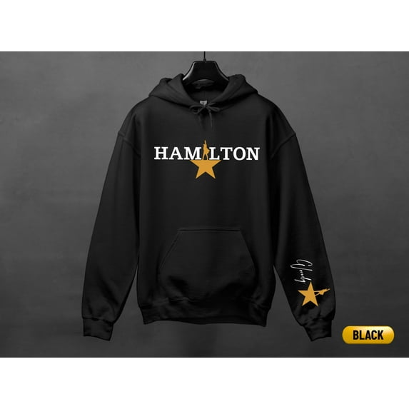 Hamilton Sweatshirt: Custom Name on Sleeve Hamilton Hoodie, Adult & Youth, S - 3XL