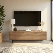 Nexera Hamilton Tv Stand with 4 Storage Cabinets Fits Tvs up to 70", Walnut