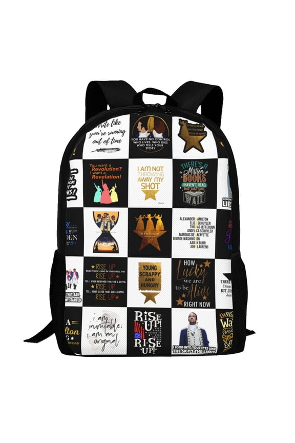 Hamilton The Musical Backpack,3d Print Laptop Backpack Lightweight Casual Daypack Bookbag Multi-Function Travel Backpack 16.5 In