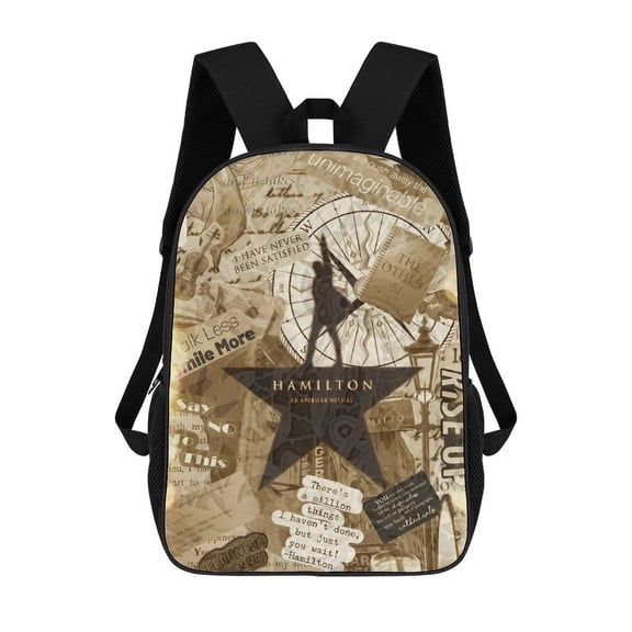 Hamilton-The-Musical Backpack, Bookbag with Adjustable Shoulder Straps And Large Zip Compartment, Unisex Travel Bags 17 Inch