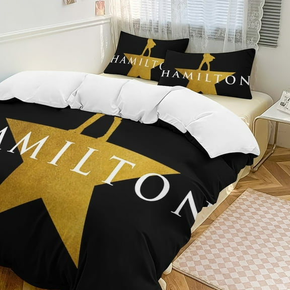 Hamilton The Musical Bedding Set Novelty Pattern Soft Microfiber Comforter Set 3 Pieces 1 Duvet Cover 2 Pillow Shams Full-79"x90"
