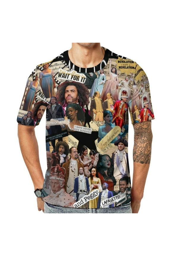 Hamilton The Musical T-Shirt Full Print Short Sleeve Crew Neck Casual Novelty Graphic Tee Shirt Tops for Men Women L