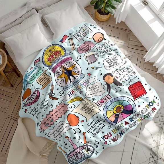 Hamilton Theme Soft Flannel Blanket, All-Season Comfort, Perfect for Boys Girls Family Halloween Christmas Birthday Gift