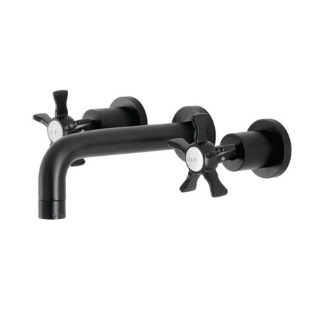 Hamilton Two-Handle Wall Mount Bathroom Faucet, Matte Black