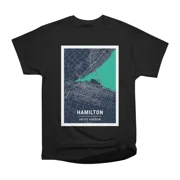 Hamilton United Kingdom Blue Dark City Map T-Shirt Tee Gift For Him Merch For Her Apparel
