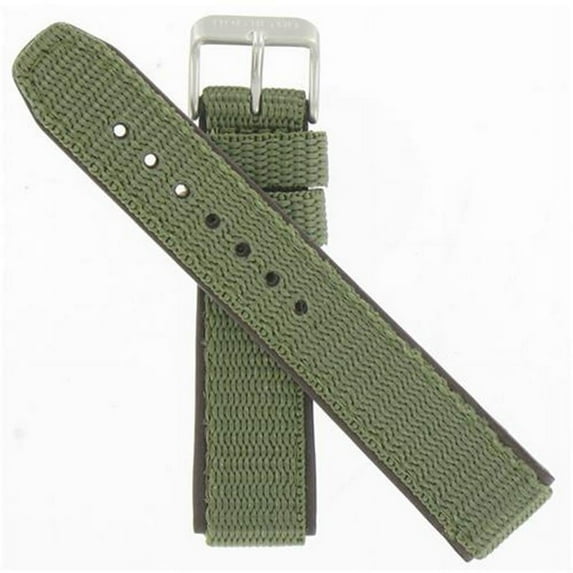 Hamilton watchband 20/18mm Green Nylon/Brown Leather part#H600684101