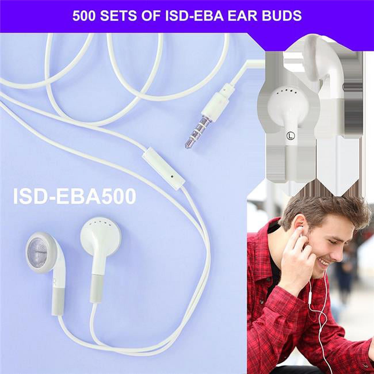 HamiltonBuhl ISDEBA500 Ear Buds with InLine Microphone 500 Piece