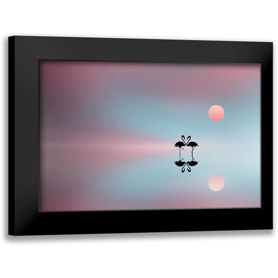 Hamiti, Bess 24x17 Black Modern Framed Museum Art Print Titled - Flamingo