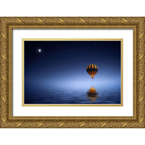 Hamiti, Bess 24x17 Gold Ornate Wood Framed with Double Matting Museum Art Print Titled - Air Ballon