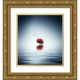 thumbnail image 1 of Hamiti, Bess 26x28 Gold Ornate Wood Framed with Double Matting Museum Art Print Titled - Autumn Trees Reflected Blue Lake, 1 of 4