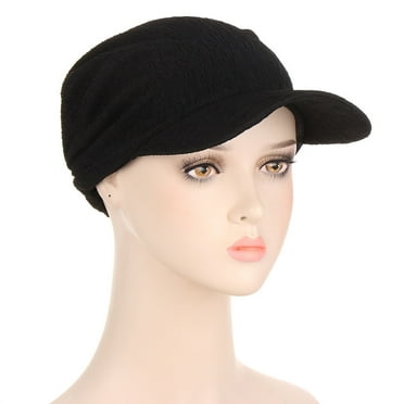 Hamky Baseball Cap,Beanie,Women Sun Protection Elasticity Head Scarf Hat Bonnet,Wide Brim Hats,Skull Caps Black