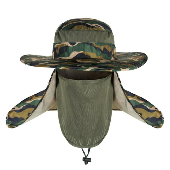 Hamky Baseball Cap,Wide Brim Hats,Men Womens Mountaineering Fishing Camouflage Hood Rope Outdoor Shade Foldable Casual Bucket Hat,Sun Hats,Hats for Men Army Green
