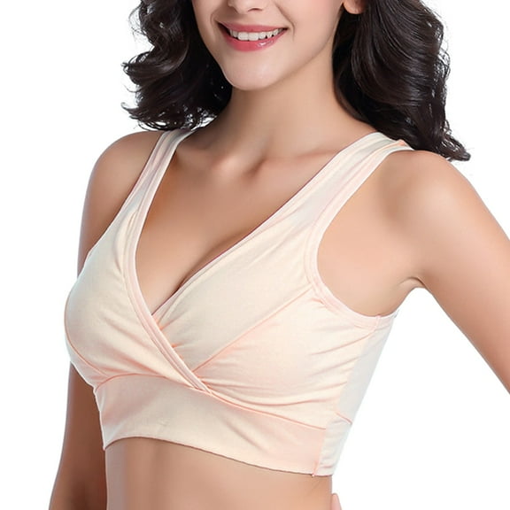 Hamky Bras for Women,Bralettes for Women,Womens Nursing Maternity Bra Front Wraps Breathable Wire Sleep Nursing Bra Breastfeeding Tank Maternity Bras,Wireless Bras,Full Coverage Bra Khaki XL