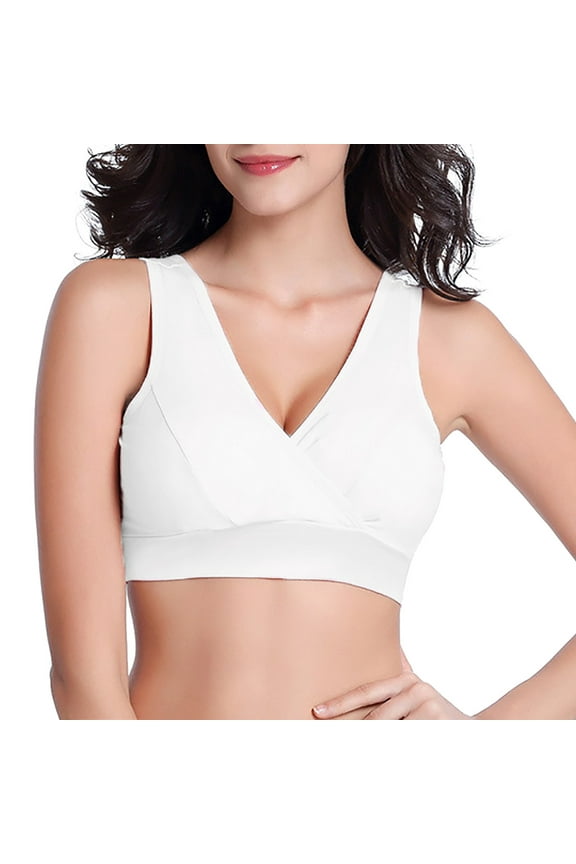 Bras for Women,Bralettes for Women,Womens Nursing Maternity Bra Front Wraps Breathable Wire Sleep Nursing Bra Breastfeeding Tank Maternity Bras,Wireless Bras,Full Coverage Bra White L