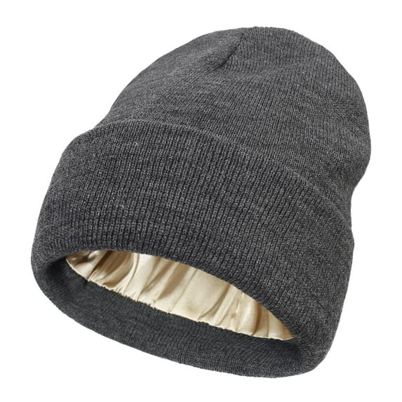 Hamky Bucket Hats,Sun Hats,Satin Lined Beanie For Women Knit Satin Lined Winter Hats For Women Silk Lined Beanie Cap Warm Beanie Hat,Summer Hats,Hats for Men Dark Gray