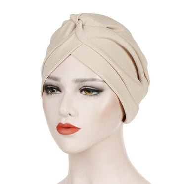 Hamky Bucket Hats,Winter Hats,Women Solid India Hat Muslim Ruffle Cancer Chemo Beanie Turban Wrap Scarf Cap,Beanie,Hats for Women Beige