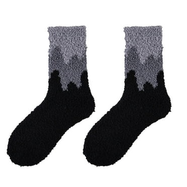 Hamky Crew Socks for Women,Fuzzy Socks,Womens Fuzzy Socks Slipper Winter Fluffy Cabin Warm Soft Coral Fleece Comfy Wave Print Mid Socks Home Socks,Fluffy Socks,Ankle Socks A
