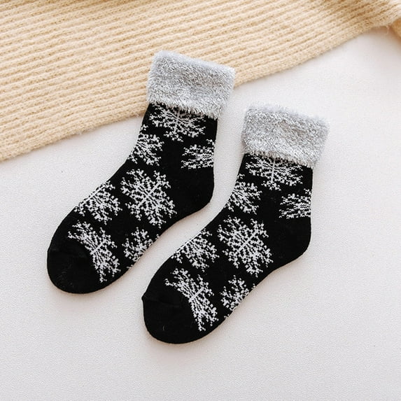 Hamky Crew Socks for Women,Fuzzy Socks,Women Winter Thickened Plush Fleece Socks Nonslip Floor Socks Socking,Cute Socks,Ankle Socks Black