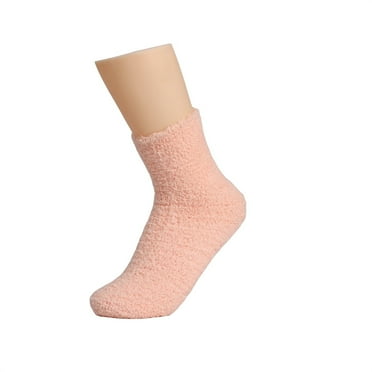 Hamky Fuzzy Socks,Fluffy Socks,Women's Solid Color 2 Pairs Plush Socks Winter Solid Color Thickened Floor Sleeping Plush Socks,Cute Socks,Ankle Socks Beige