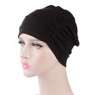 Hamky Hair Accessories,Hair Bonnet,Women's Solid Cotton Pullover Head Hat Sleeping Hat Chemotherapy Hat Bottom Hat Muslim Hat,Fascinators Hats,Hair Tools Black