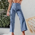 thumbnail image 1 of Hamky Jeans for Women Barrel Jeans Women Women's Wide Leg Jeans High Waisted Stretchy Straight Leg Jeans Buttoned Loose Denim Pants With Pocket Baggy Pants Work Pants Women Blue L, 1 of 9