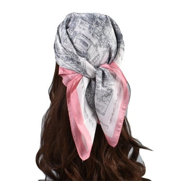Hamky Scarf for Women,Silk Scarf,Women Casual Scarf Silk Flower Printed Silk Scarf Printing Square Scarf Turban,Satin Scarf,Travel Scarf Pink