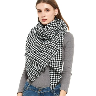 Hamky Shawl Wraps for Women,Scarf for Women,Shawl Ladies Houndstooth Warm Winter Scarf *40CM Scarf Stitching 140 Plush Scarf,Shawl,Scarves Black