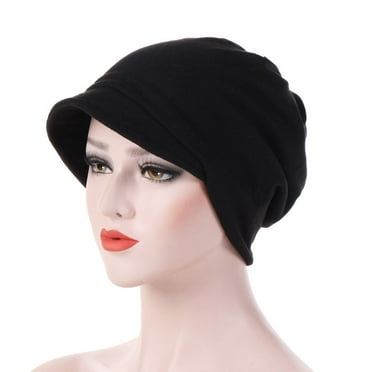Hamky Silk Bonnet,Baseball Cap,Women Cotton Warm Windproof Chemotherapy Cap Muslim Hat Head Wrap Cap,Wide Brim Hats,Scrub Cap Black