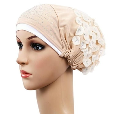 Hamky Sun Hats,Baseball Cap,Women Muslim Stretch Turban Hat Chemo Cap Hair Loss Head Scarf Wrap Hijib Cap,Visor Hats,Wide Brim Hats Beige