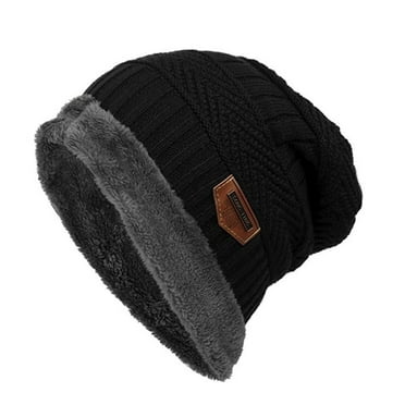Hamky Trucker Hat,Sun Hats,Fashion Fleece Contrast Colors Knitted Warm Winter Hats For Women Men,Baseball Cap,Wide Brim Hats Black