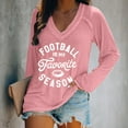 thumbnail image 1 of Hamky V Neck T Shirts Long Sleeve Tops Football Is My Favorite Season Shirt Long Sleeve Football Lover Shirt V Neck Graphic Tees Womens Tees Pink S, 1 of 5