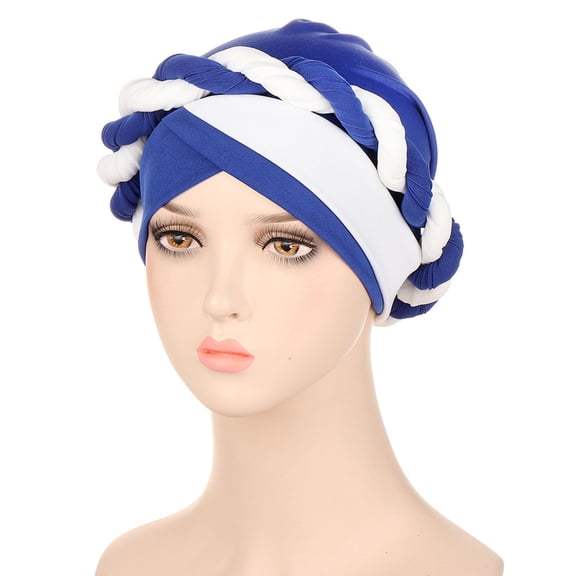 Hamky Winter Hats,Beanie, Women Braid Turban Hats Hat Cancer Cap Hair Bonnet Head Scarf Wrap Cover,Skull Caps,Hats for Men Blue