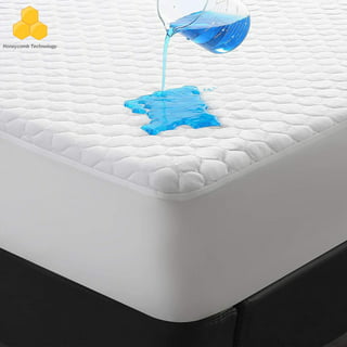 Quilted Fitted Mattress Pad Non-Skid Waterproof Fitted Sheet Mattress Protector with Highly Absorbent Fill Layer Cotton Blend Cover Surface