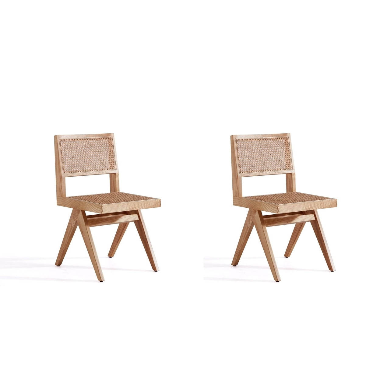 Manhattan Comfort Hamlet 17.72" Wood Dining Chair in Natural (Set of 2)