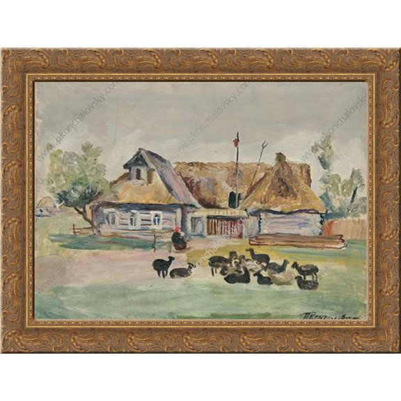 Hamlet. Sheep. 24x18 Gold Ornate Wood Framed Canvas Art by Pyotr Konchalovsky
