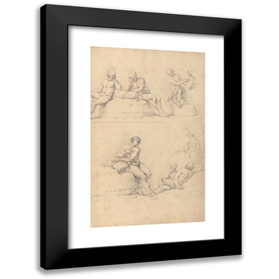 Hamlet Winstanley 13x18 Black Modern Framed Museum Art Print Titled - Two Sketches of Saints or Prophets (1718)