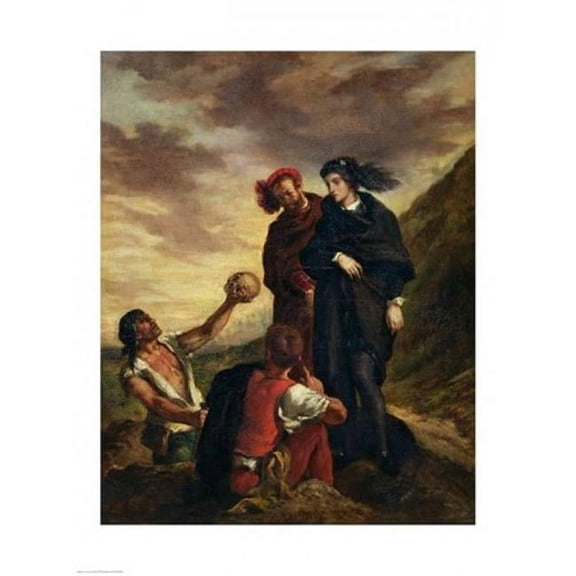 Hamlet and Horatio in the Cemetery, from Scene 1, Act V of 'Hamlet' Poster Print by Eugene Delacroix (18 x 24)