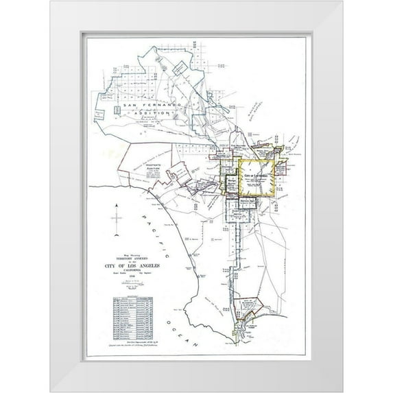 Hamlin 18x24 White Modern Wood Framed Museum Art Print Titled - Los Angeles California Annexed - Hamlin 1916