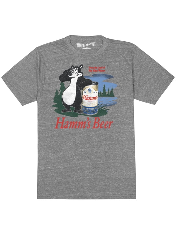 Hamm's Bear Logo Heather Grey Premium Retro Brand Men's T-Shirt-XLarge