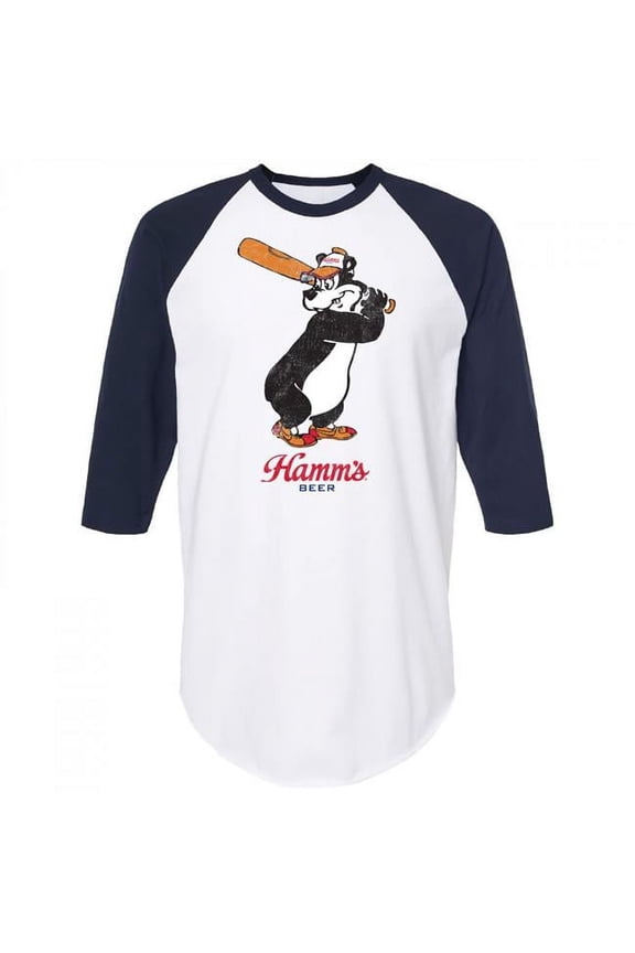 Hamm's Beer Batter Up 3/4th Baseball Raglan Sleeves T-Shirt-Small