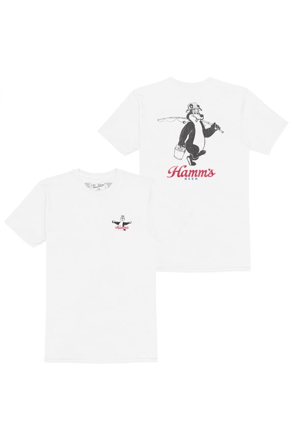 Hamm's Beer Gone Fishin' Front and Back Print T-Shirt-3XLarge