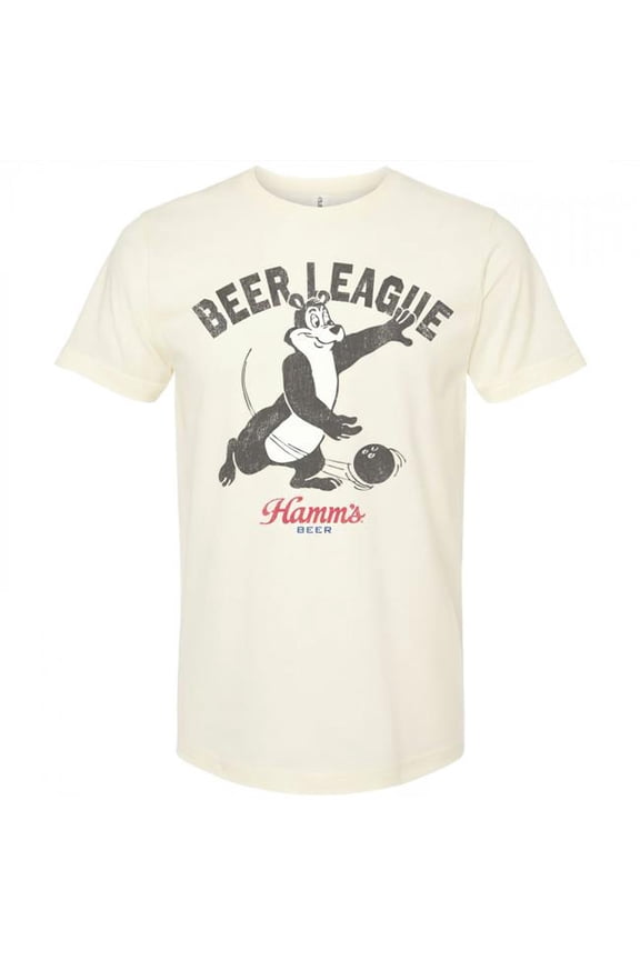 Hamms 886803-small Hamms Beer League Bowling T-Shirt, Beige - Small
